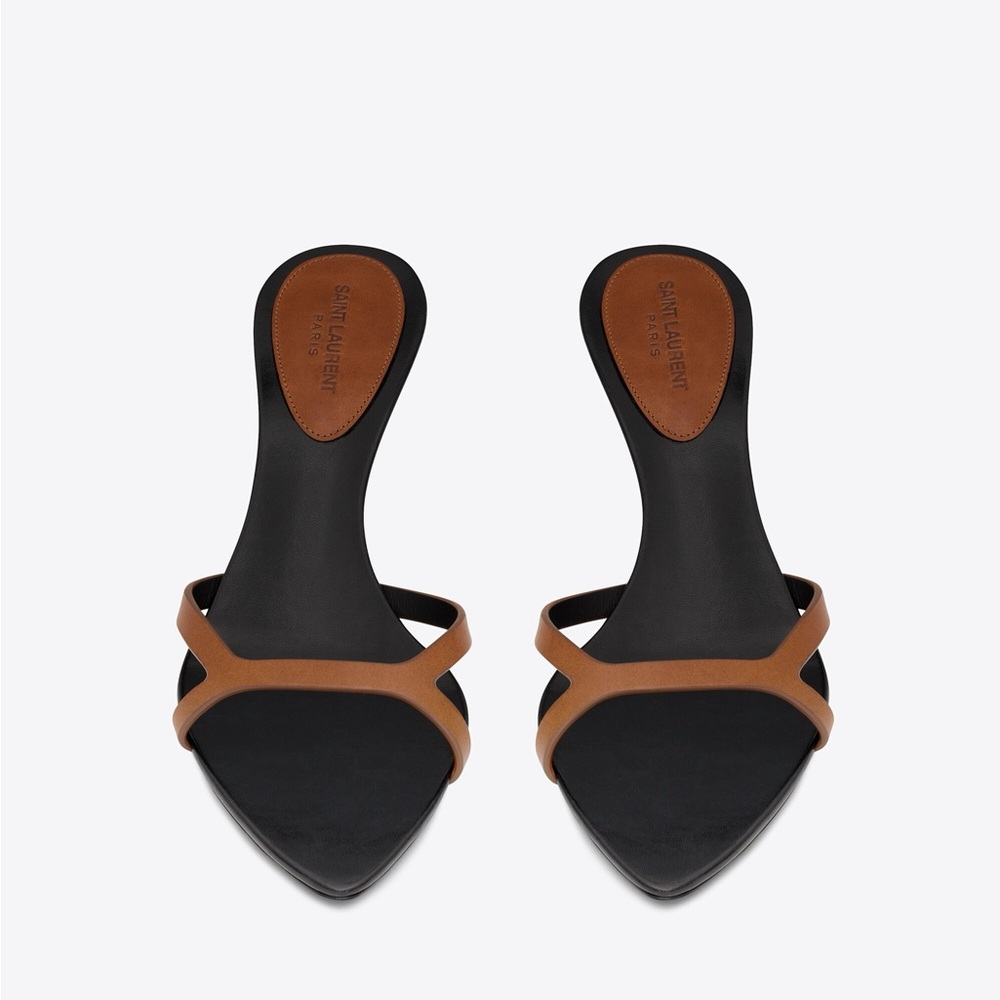 Saint Laurent Brown Carla 60 Leather Mule/Kitten Heel - Picture 5 of 10